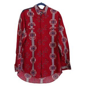 Wrangler Long Tails Native American Aztec Design Button L-Sleeve Shirt 16.5/34